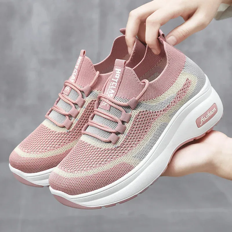 Breathable Mesh Platform Sneakers for Women