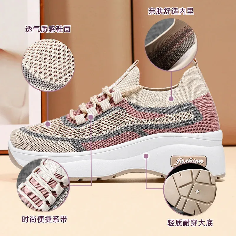 Breathable Mesh Platform Sneakers for Women
