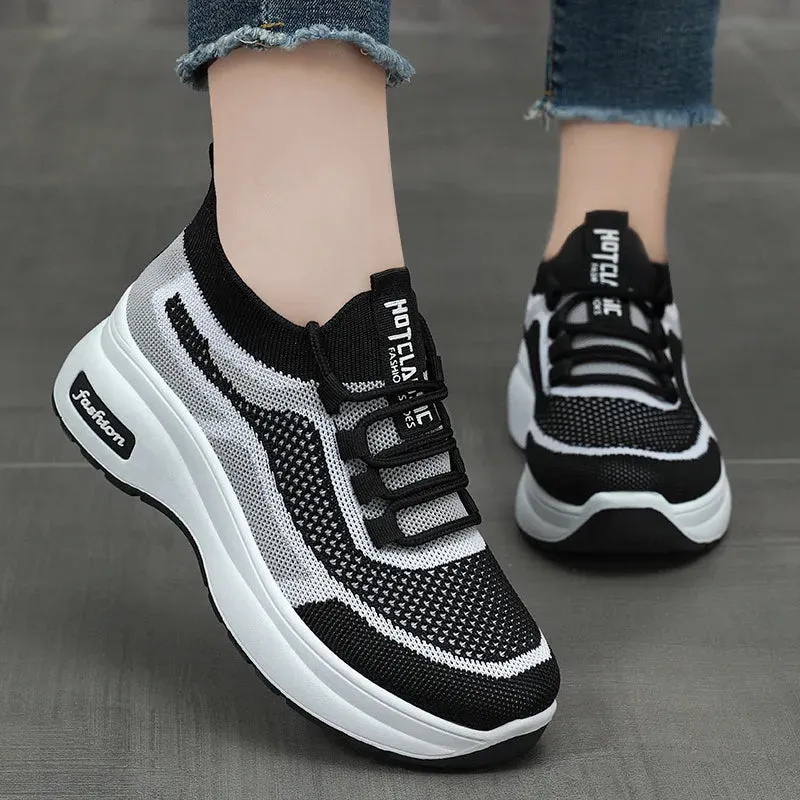 Breathable Mesh Platform Sneakers for Women