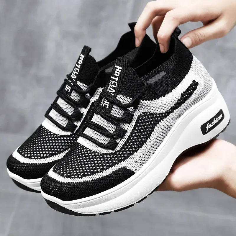 Breathable Mesh Platform Sneakers for Women