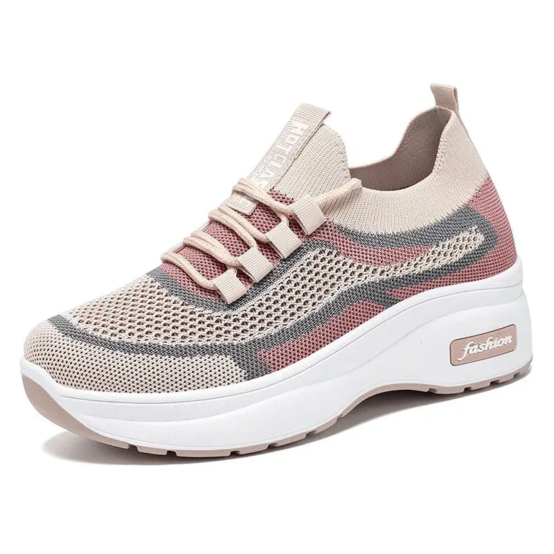 Breathable Mesh Platform Sneakers for Women