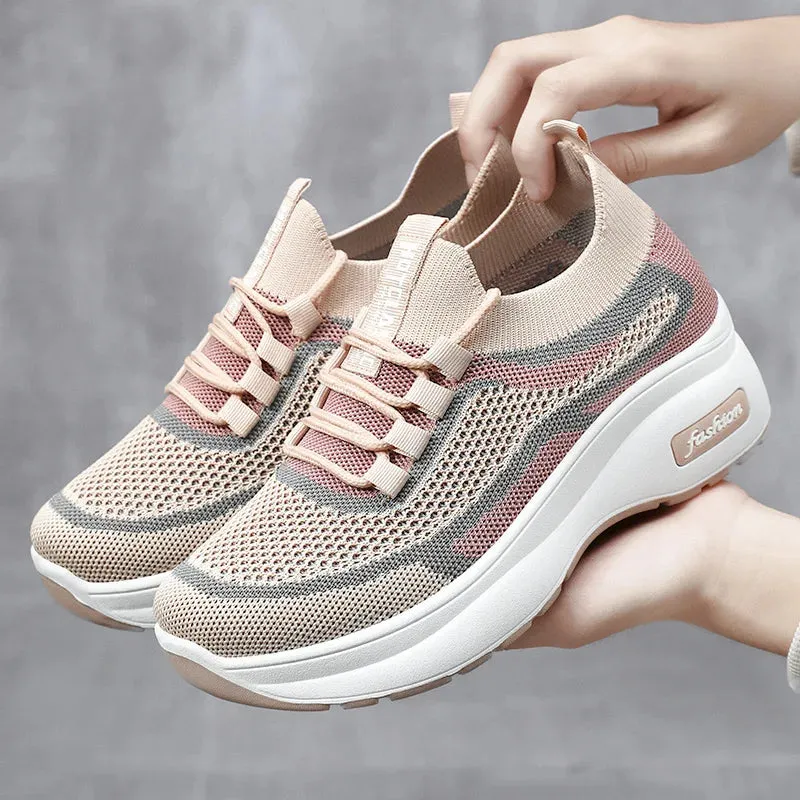 Breathable Mesh Platform Sneakers for Women
