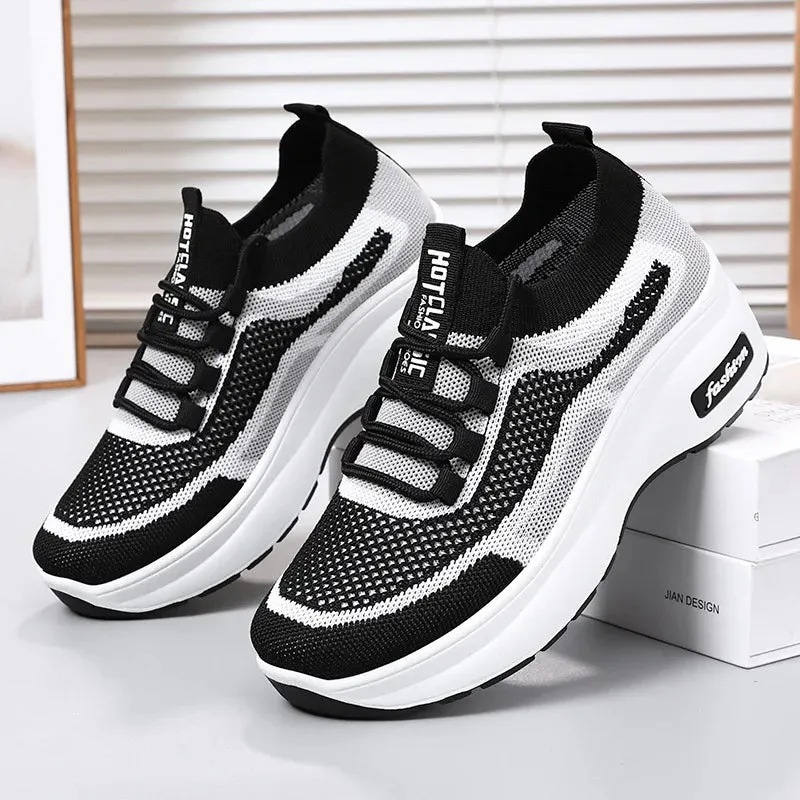 Breathable Mesh Platform Sneakers for Women