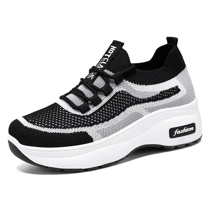 Breathable Mesh Platform Sneakers for Women
