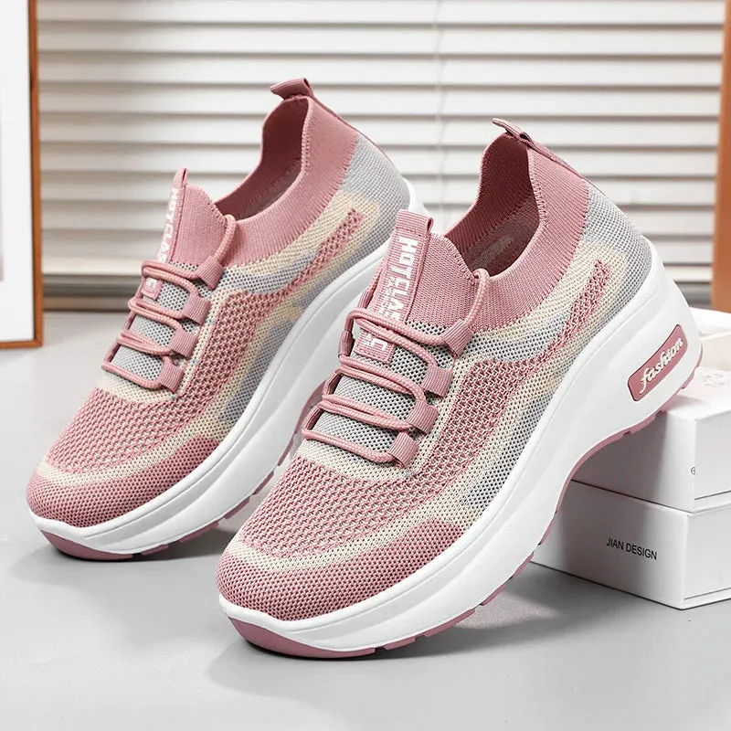 Breathable Mesh Platform Sneakers for Women