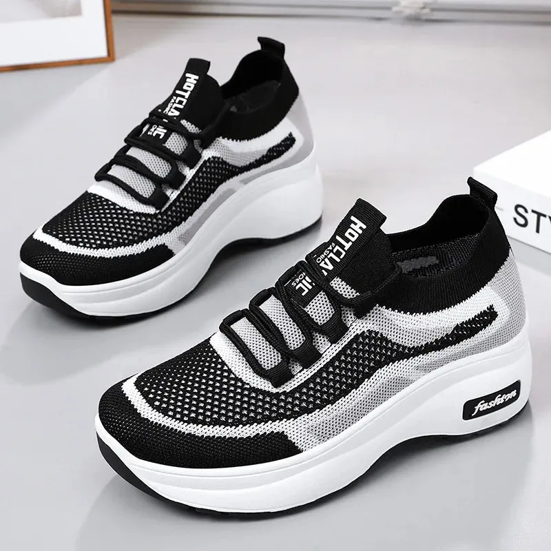 Breathable Mesh Platform Sneakers for Women