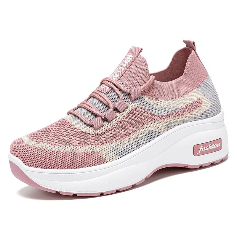 Breathable Mesh Platform Sneakers for Women