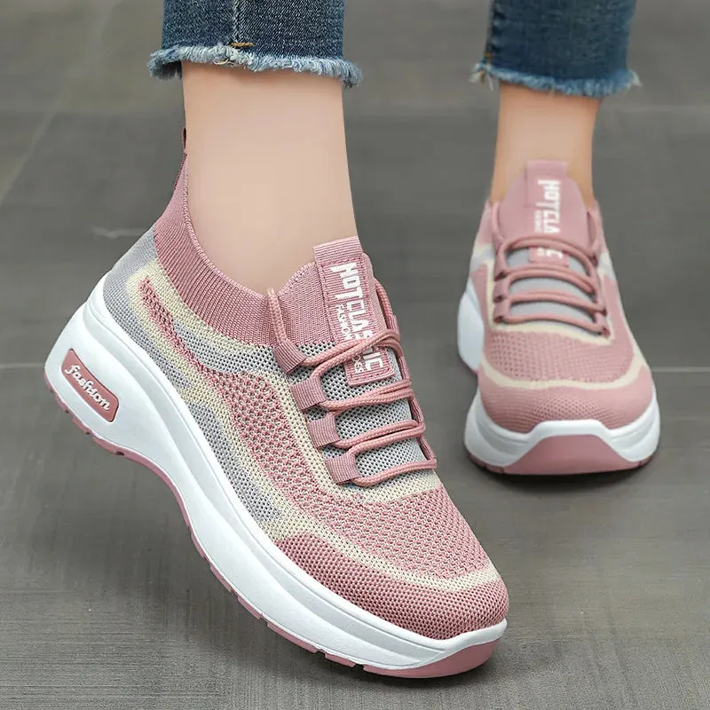Breathable Mesh Platform Sneakers for Women