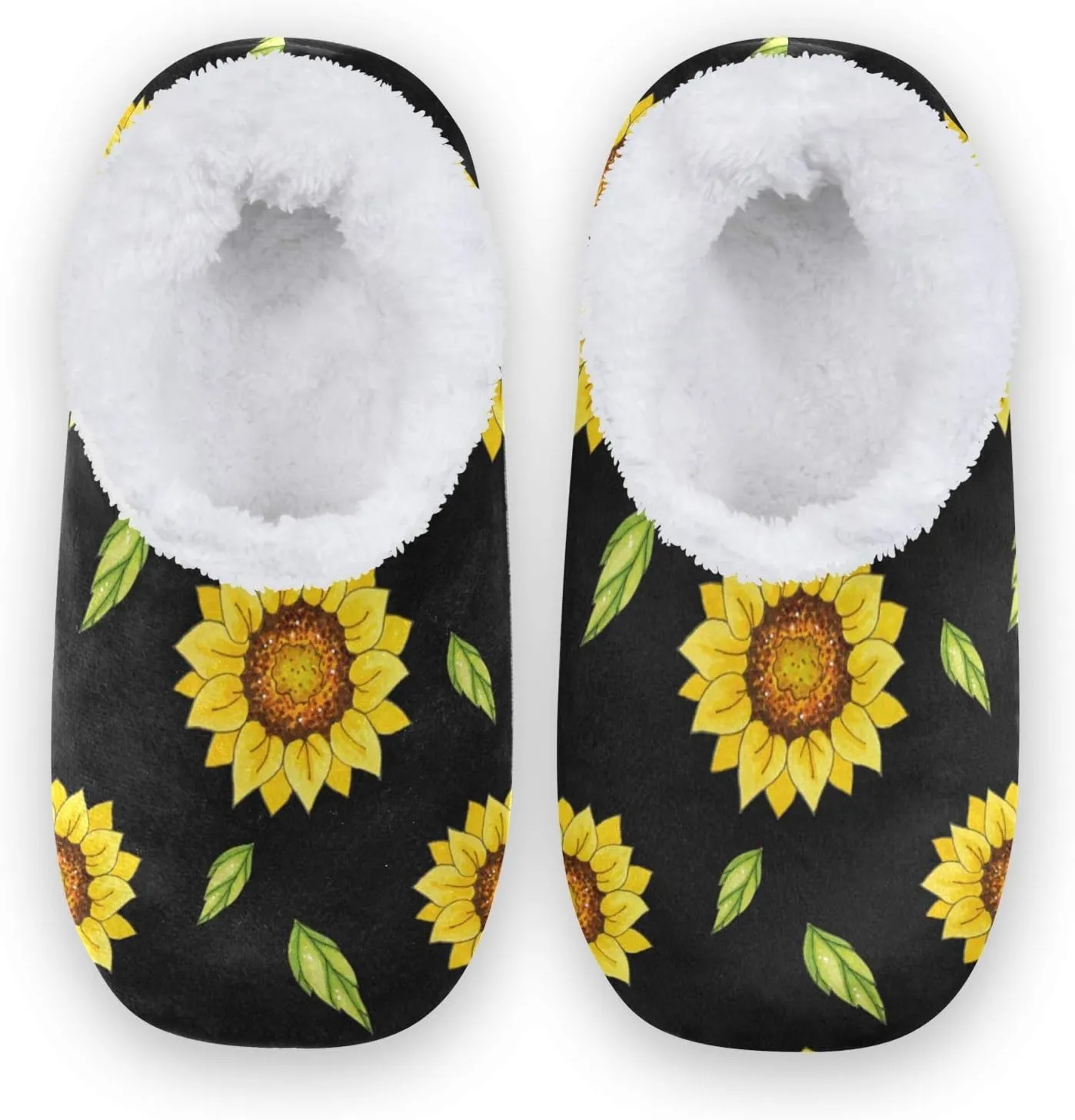 Bright Sunflowers Leaves House Slipper for Women Men, Comfy Slippers Warm Home Bedroom Shoes