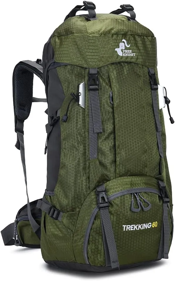 Bseash 60L Waterproof Hiking Camping Backpack with Rain Cover, Large Outdoor Sport Travel Daypack Rucksack for Climbing