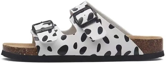 Buckle flat cork slippers summer men's and women's beach line button increase outdoor leisure slippers (Spot, Adult, Women, 8.5, Numeric Range, US Footwear Size System, 10, Medium)