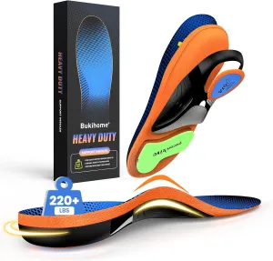Bukihome Work Boot Insoles & Inserts - High Arch Support Insoles for Standing All Day- Heel Cups & Shoe Inserts for Plantar Fasciitis, Flat Feet, Achilles Tendonitis, Heel Pain