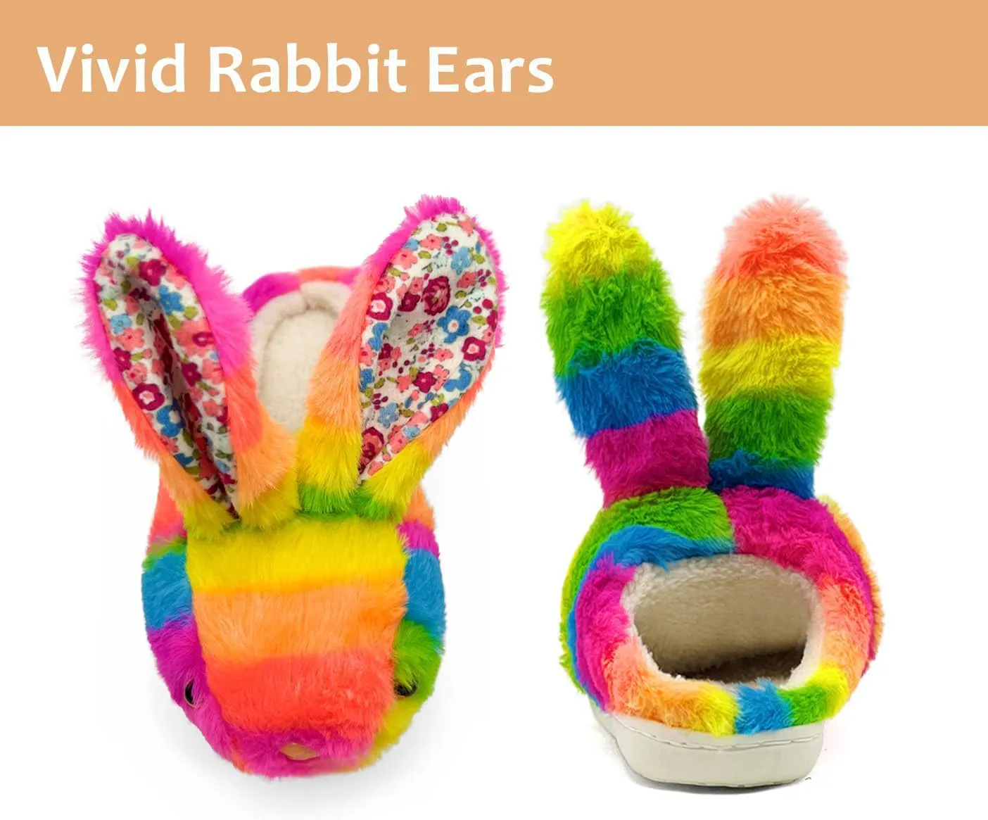 Bunny Slippers for Women Men Cute Plush Rabbit Fuzzy Slippers, Soft Fluffy Animal Winter Warm Indoor House Slippers Shoes
