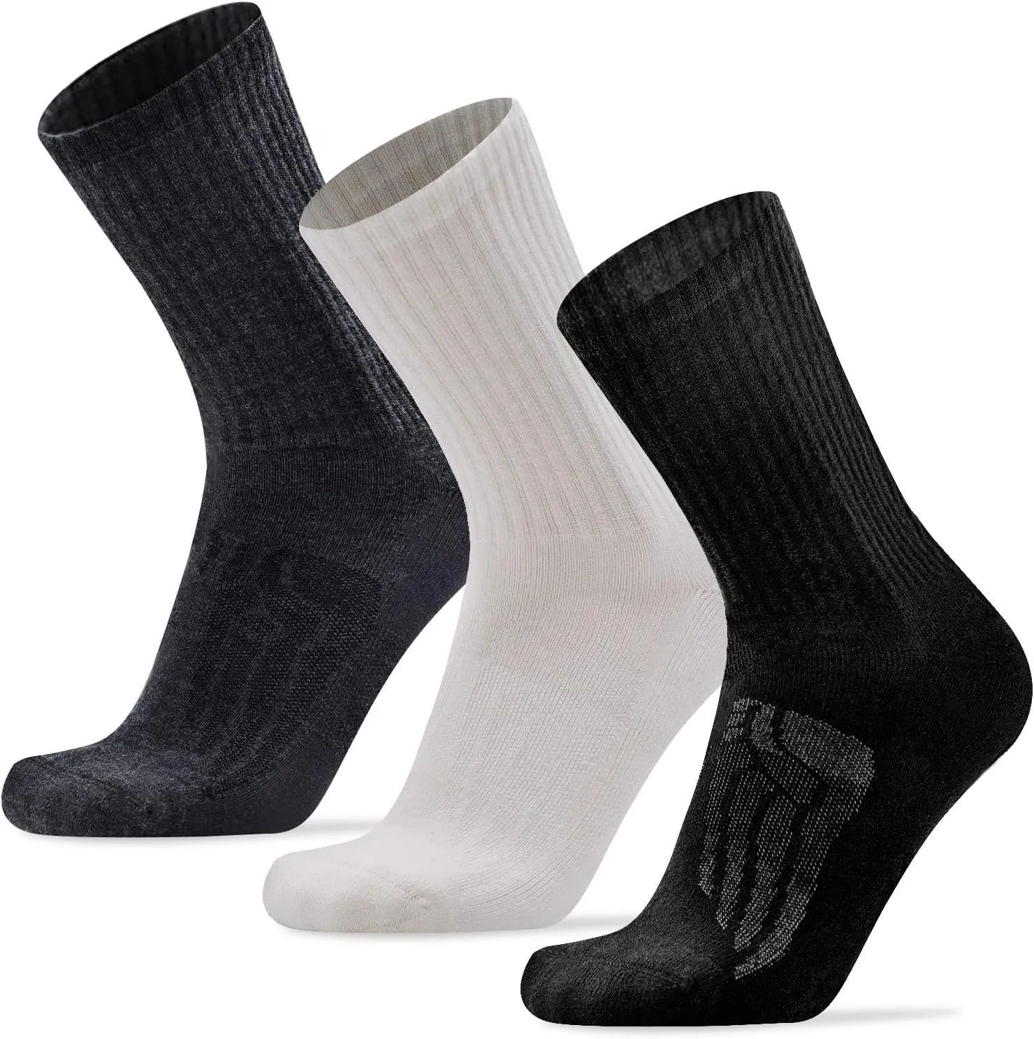 Busy Socks 3 Pack Men's Merino Wool Hiking Crew Socks Womens Warm Thick Cushioned Outdoor Athletic Socks for Walking Running