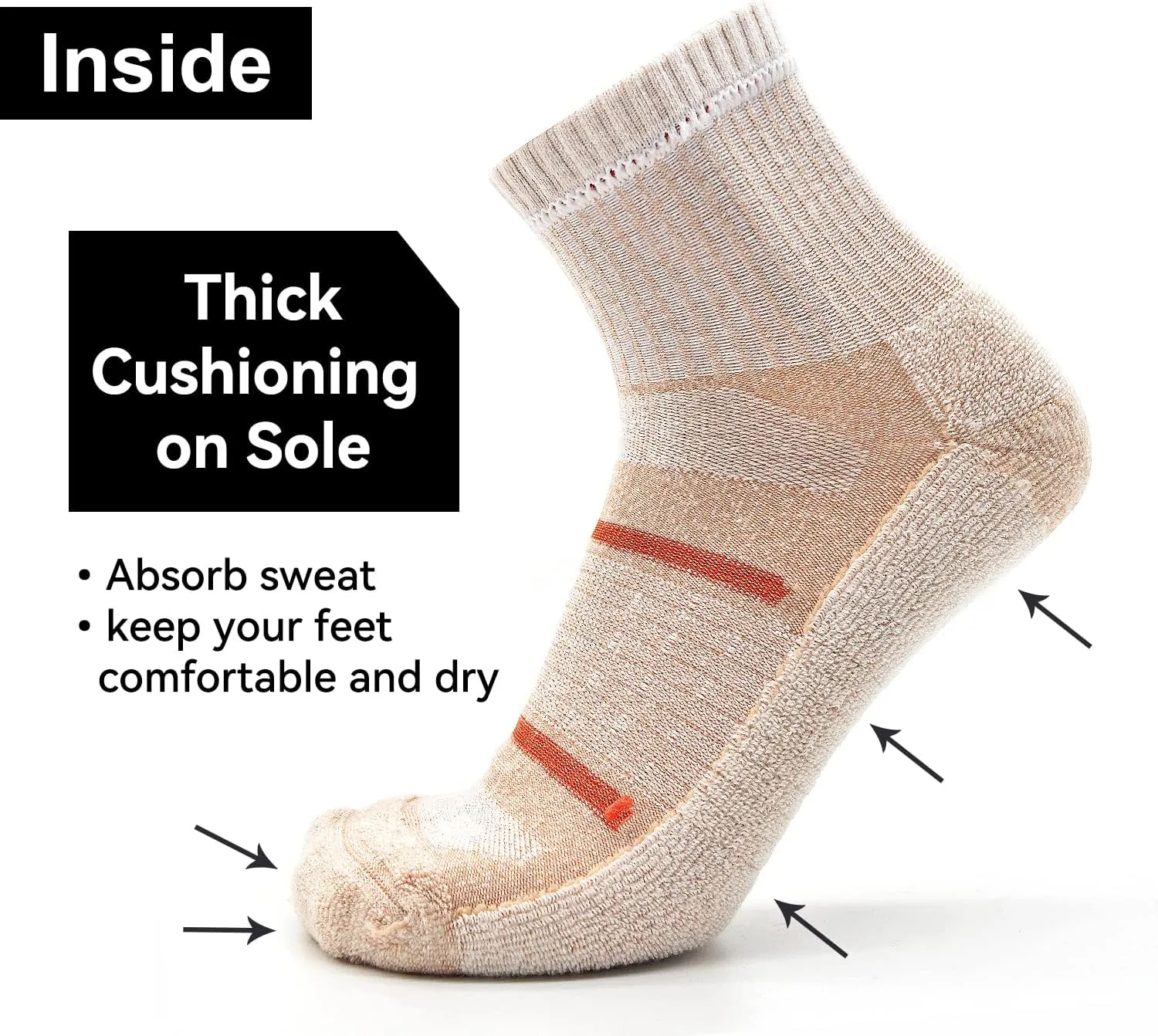Busy Socks 3 Pack Men's Merino Wool Running Quarter Socks Womens Ankle Thick Cushioned Athletic Socks for Hiking Walking
