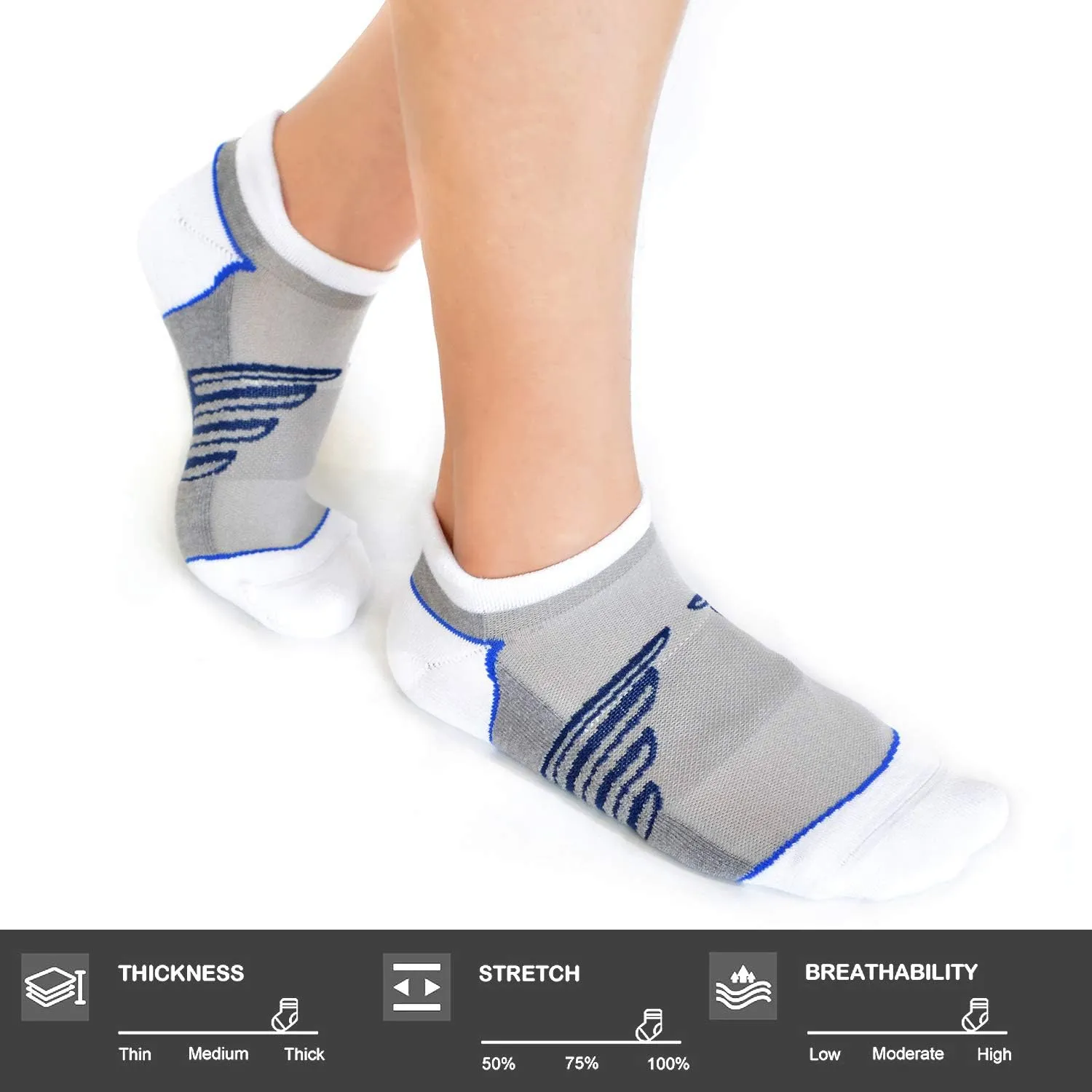 Busy Socks Compression Ankle Cushioned Running Sport Socks for Men Women, Low Cut Arch Support Tab Athletic Socks 3 Pairs