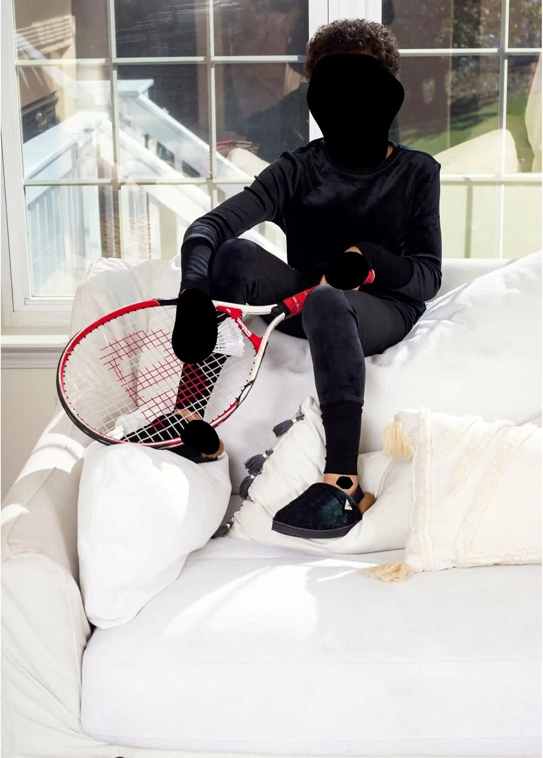 Cable Sweater Slippers, Slingback, Warm Cozy And Stylish, Breathable, Cable Pattern Ivory And Black Colors, Strong Strap And Durable Soles, Toddler To Teens.
