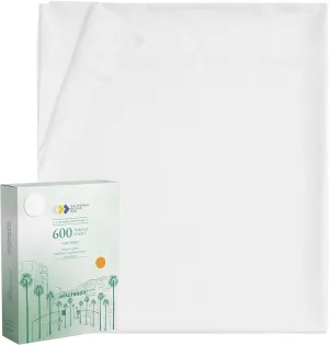 California Design Den Luxury Queen Size Flat Sheet Only - 100% Cotton, 600 Thread Count, 1 Piece Top Sheet, Extra Soft Bed Sheet, Breathable and Cooling, Sateen Weave, Hotel Quality - Bright White
