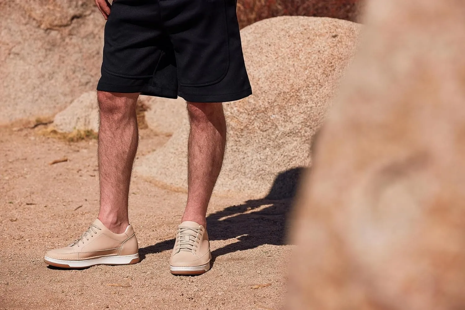 CALTO Men's Invisible Height Increasing Elevator Shoes - Ivory White Suede/White & Gum Sole Premium Suede Leather Lace-up Fashion Sneakers - 2.6 Inches Taller - Y7934 - Size 9 D(M) US