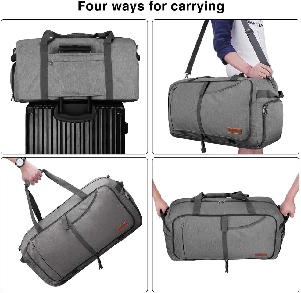 Canway 115L Travel Duffel Bag, Foldable Weekender Bag with Shoes Compartment for Men Women Water-proof & Tear Resistant