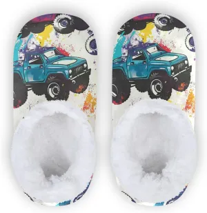 Cartoon Monster Truck Kids Slippers for Boys Girls