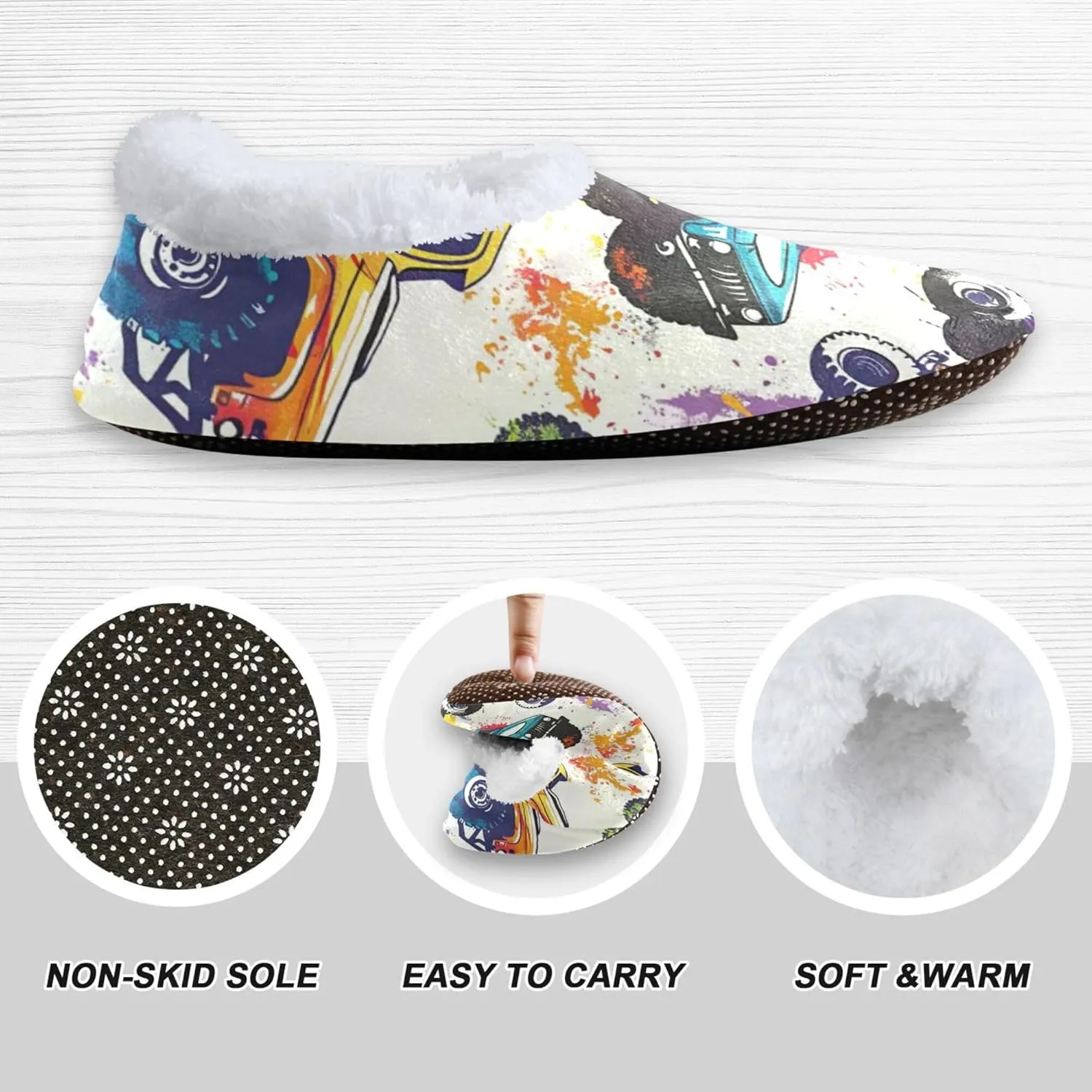 Cartoon Monster Truck Kids Slippers for Boys Girls