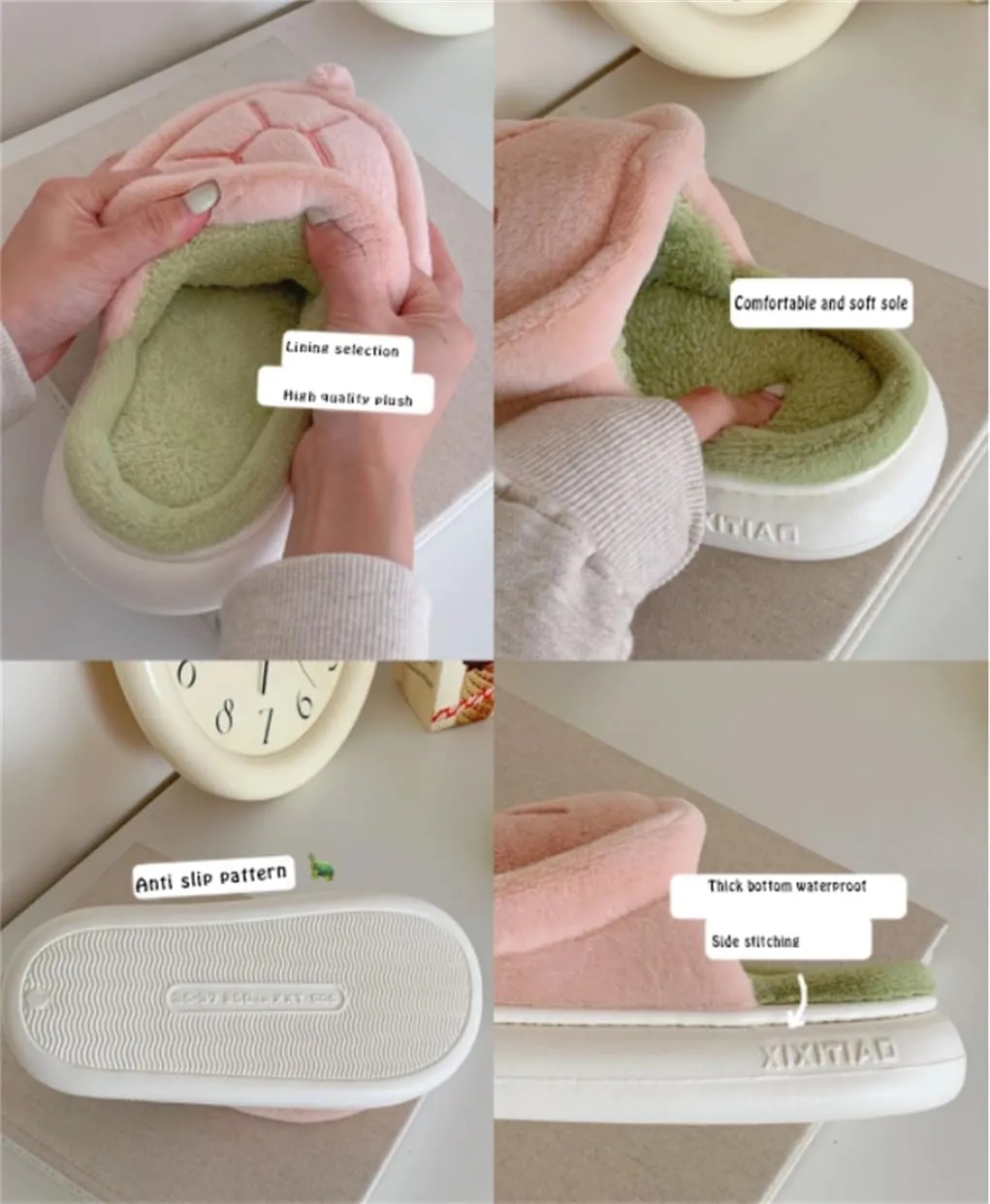 Cartoon Turtle Slippers for Women, Stylish Warm And Comfortable Indoor Turtle Slides Animal Slippers