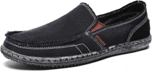 CASMAG Men's Casual Cloth Shoes Canvas Slip on Loafers Leisure Vintage Flat Boat Shoes