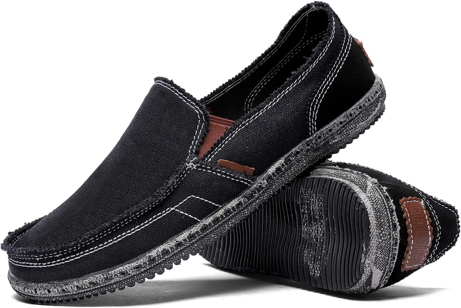 CASMAG Men's Casual Cloth Shoes Canvas Slip on Loafers Leisure Vintage Flat Boat Shoes