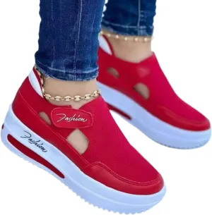 Casual Shoes for Women Trendy Slip Ons Breathable Mesh Sneakers Women Comfortable Orthopedic Walking Flat Shoes with Adjustable Hook and Loop Fastener