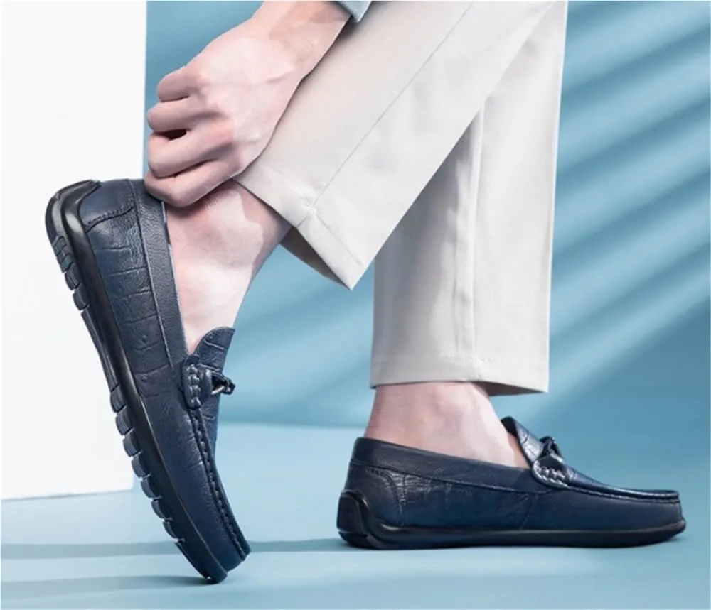 Casual Slip On Round Toe Comfortable Flat Heel Flexible Loafers Moccasins Faux Crocodile Print Leather