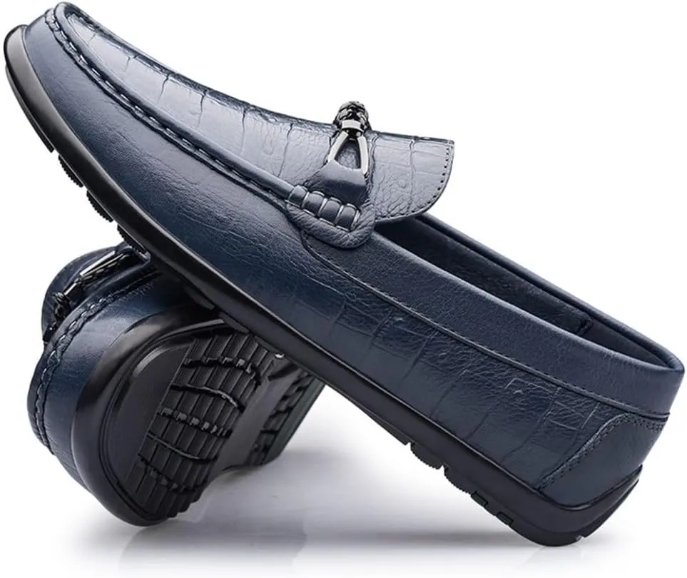 Casual Slip On Round Toe Comfortable Flat Heel Flexible Loafers Moccasins Faux Crocodile Print Leather