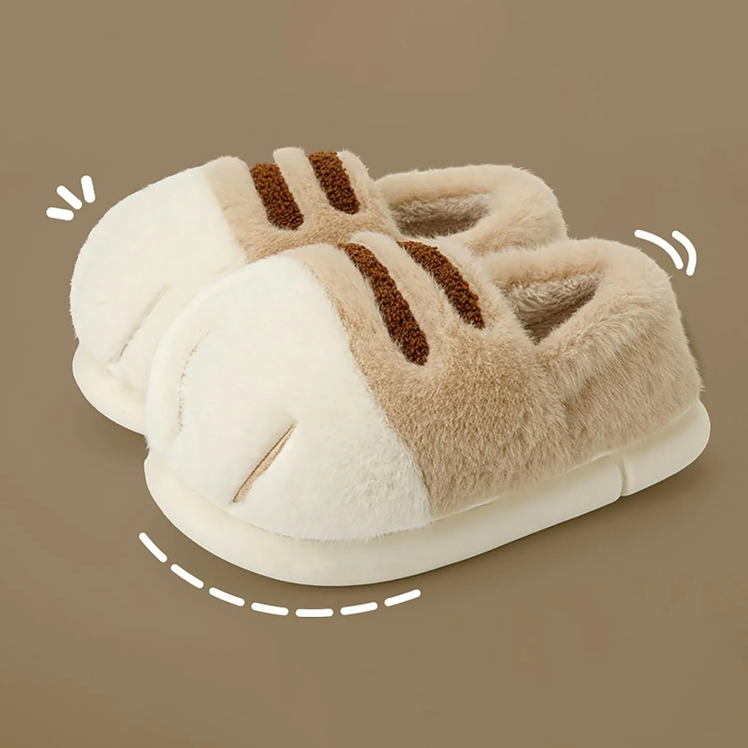 Cat Paw Slippers for Women Cute Funny 3D Cat Paw Cartoon Closed Back Slipper Fluffy Warm Furry Bedroom House Shoes