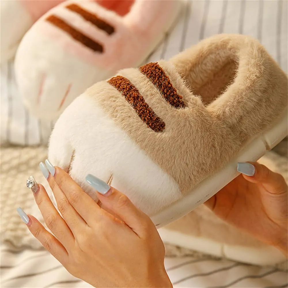 Cat Paw Slippers for Women, Warm Furry Winter House Shoes, Cute Funny 3D Cat Paw Winter Couple Cartoon Slipper