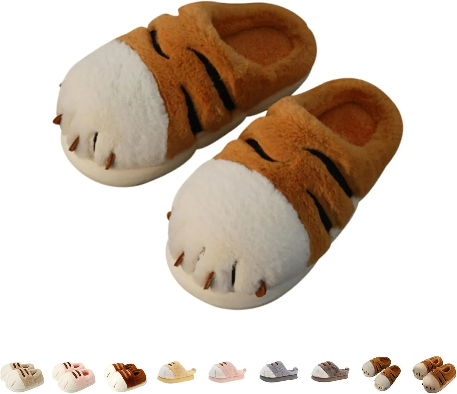 Cat Paw Slippers for Women, Warm Furry Winter House Shoes, Cute Funny 3D Cat Paw Winter Couple Cartoon Slipper