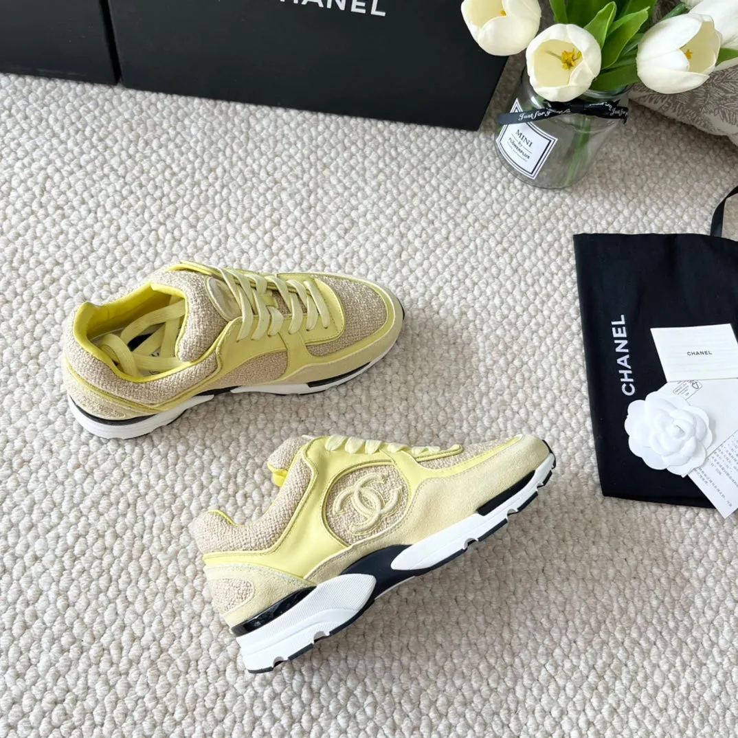 CC SNEAKER IN LIGHT YELLOW WOOL TWEED AND SUEDE