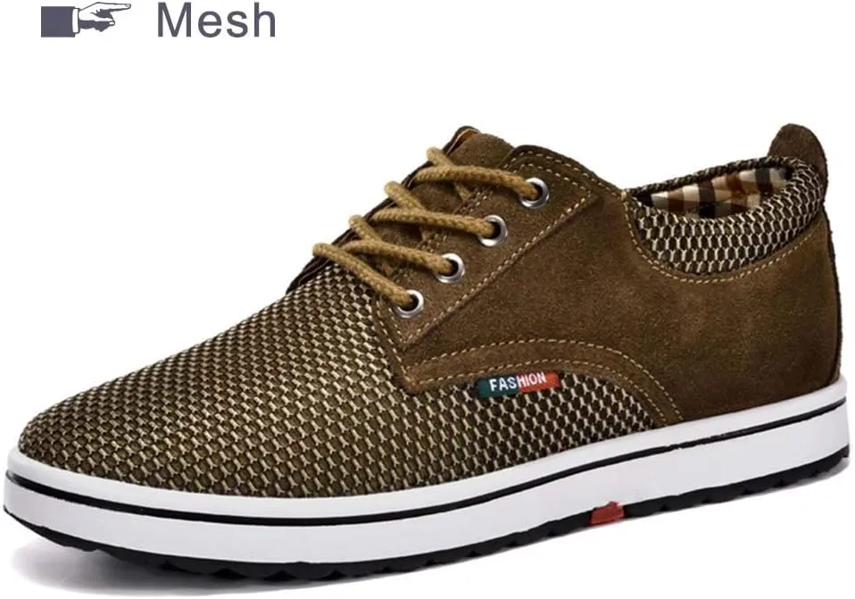 CERYTHRINA Men's Taller Height Increasing Elevator Shoes 2.36'' Lace-up Flannelette Cowhide Leather Dress Shoes