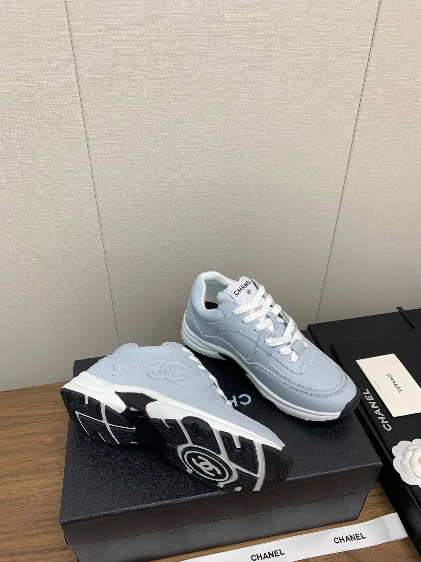 CHANEL Limited-stock deal Sneaker Lambskin 30mm Blue Festive offer Light
