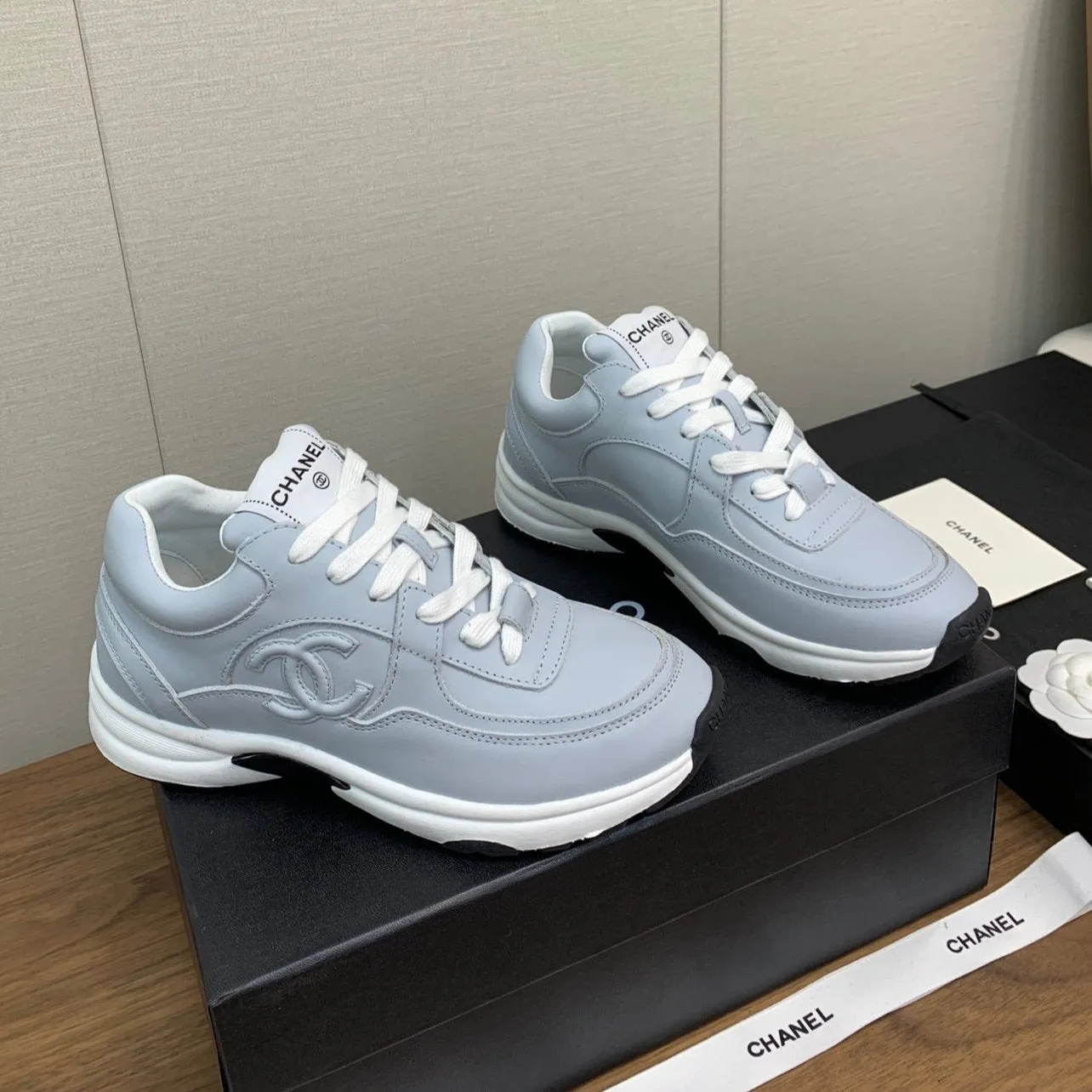 CHANEL Limited-stock deal Sneaker Lambskin 30mm Blue Festive offer Light