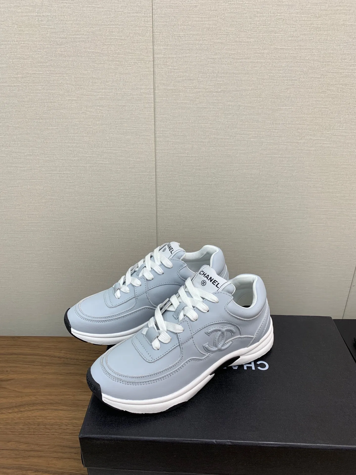 CHANEL Limited-stock deal Sneaker Lambskin 30mm Blue Festive offer Light