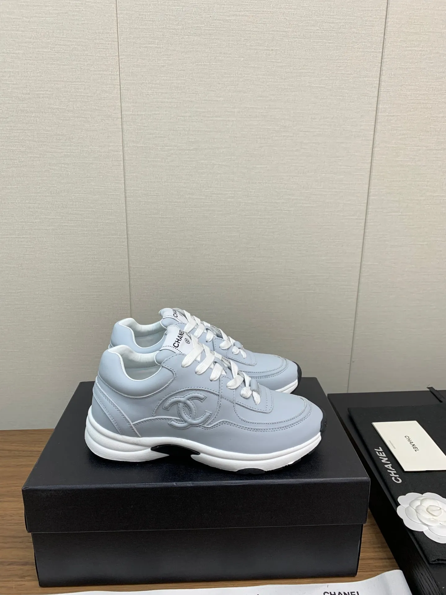 CHANEL Limited-stock deal Sneaker Lambskin 30mm Blue Festive offer Light