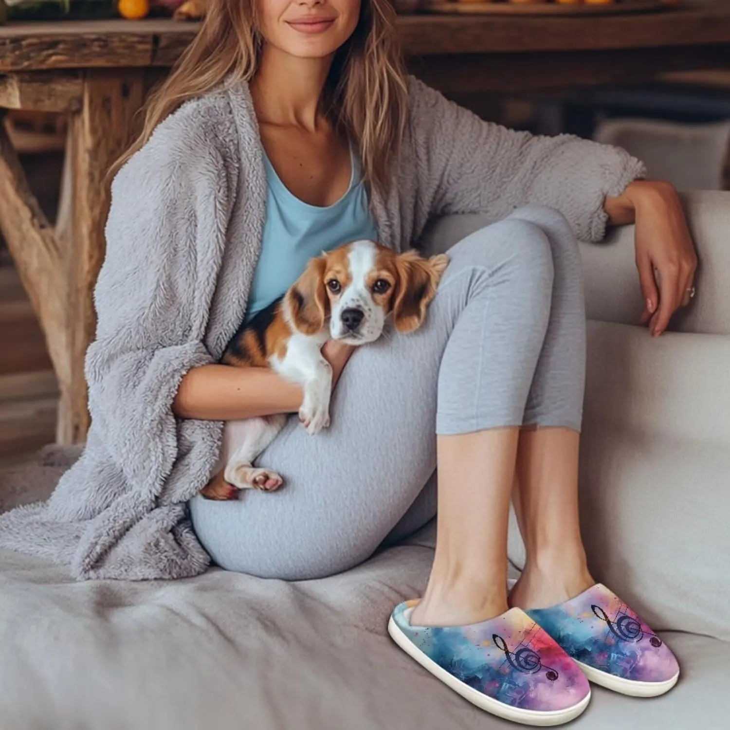 chaqlin House Slipper Universe Fuzzy Sandals for Men Women Furry Bedroom Anti Skid Thick Sole Slippers Casual Outdoor Shoes