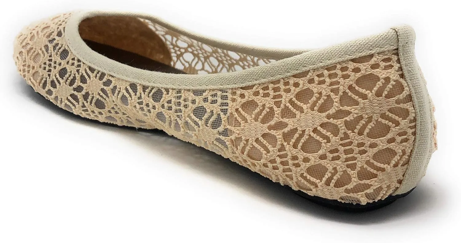 Charles Albert Women's Breathable Crochet Lace Ballet Flat