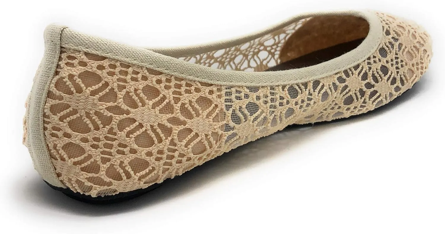 Charles Albert Women's Breathable Crochet Lace Ballet Flat