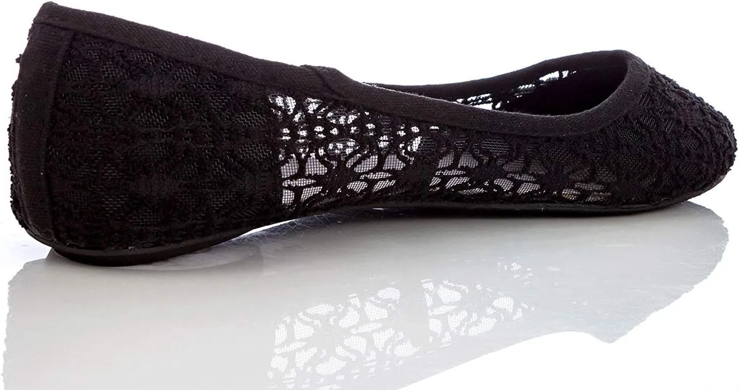 Charles Albert Women's Breathable Crochet Lace Ballet Flat