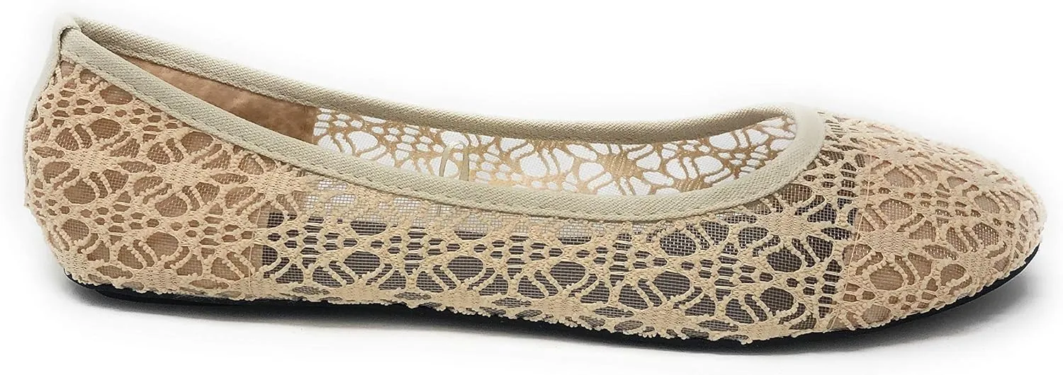 Charles Albert Women's Breathable Crochet Lace Ballet Flat