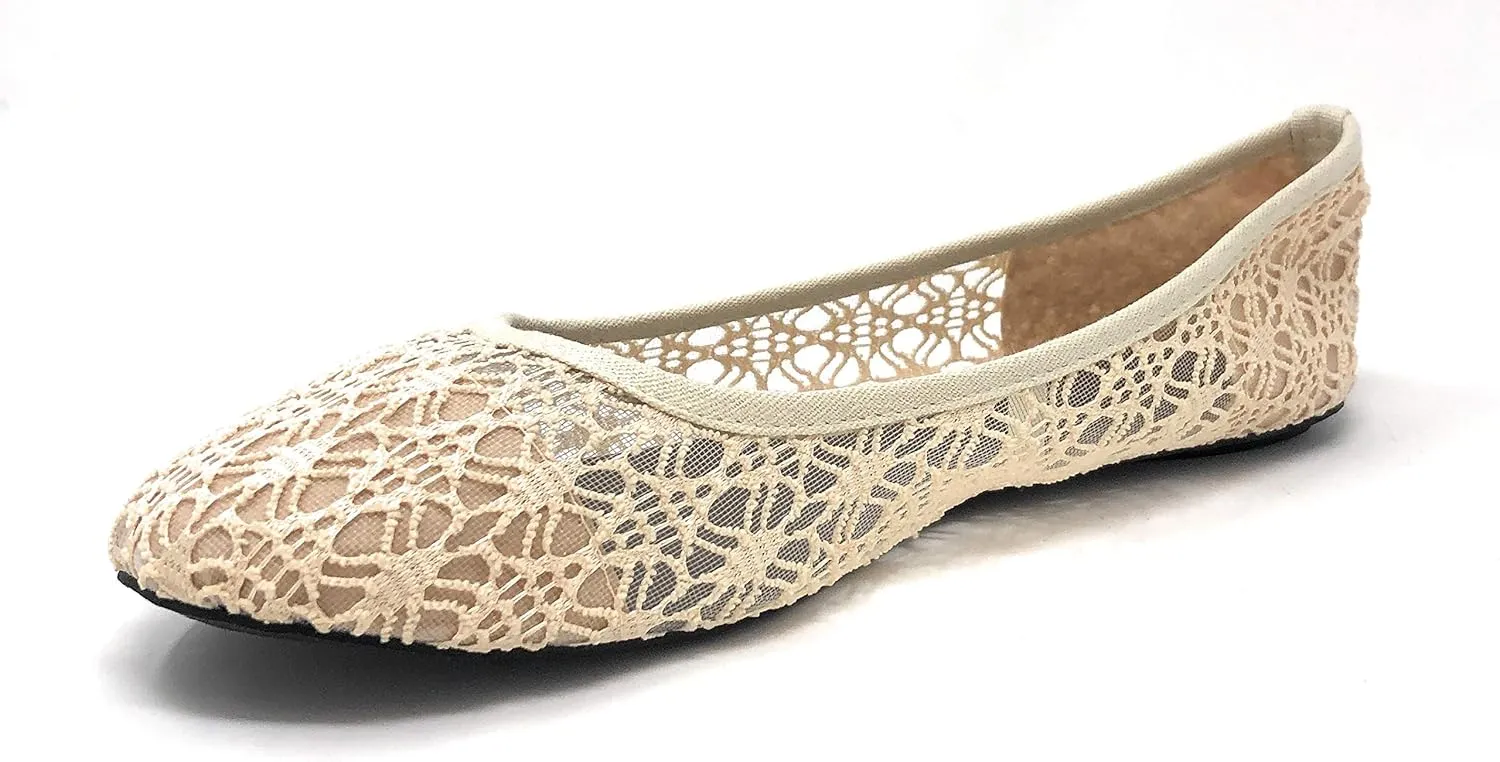 Charles Albert Women's Breathable Crochet Lace Ballet Flat