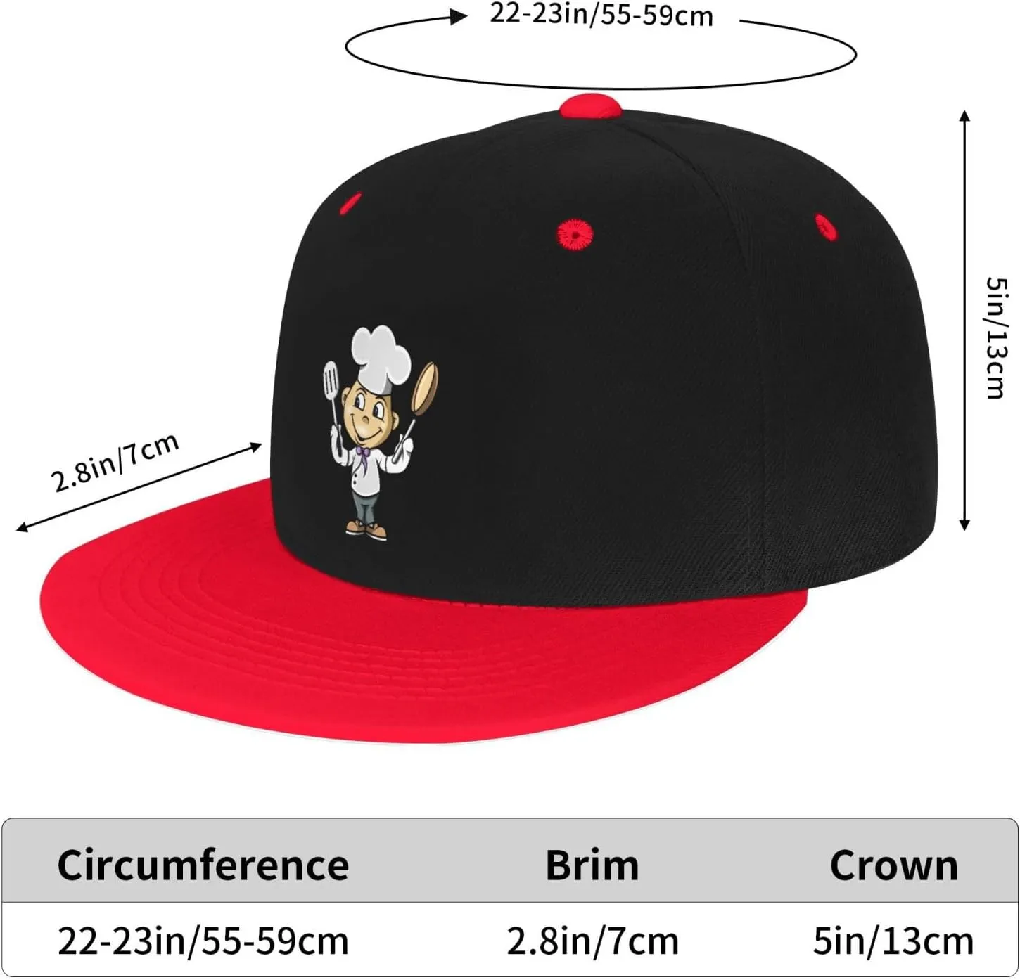 Chef with Spatula and Frying Pan Baseball Cap for Men Women Snapback Hat Adjustable Flat Bill Hats