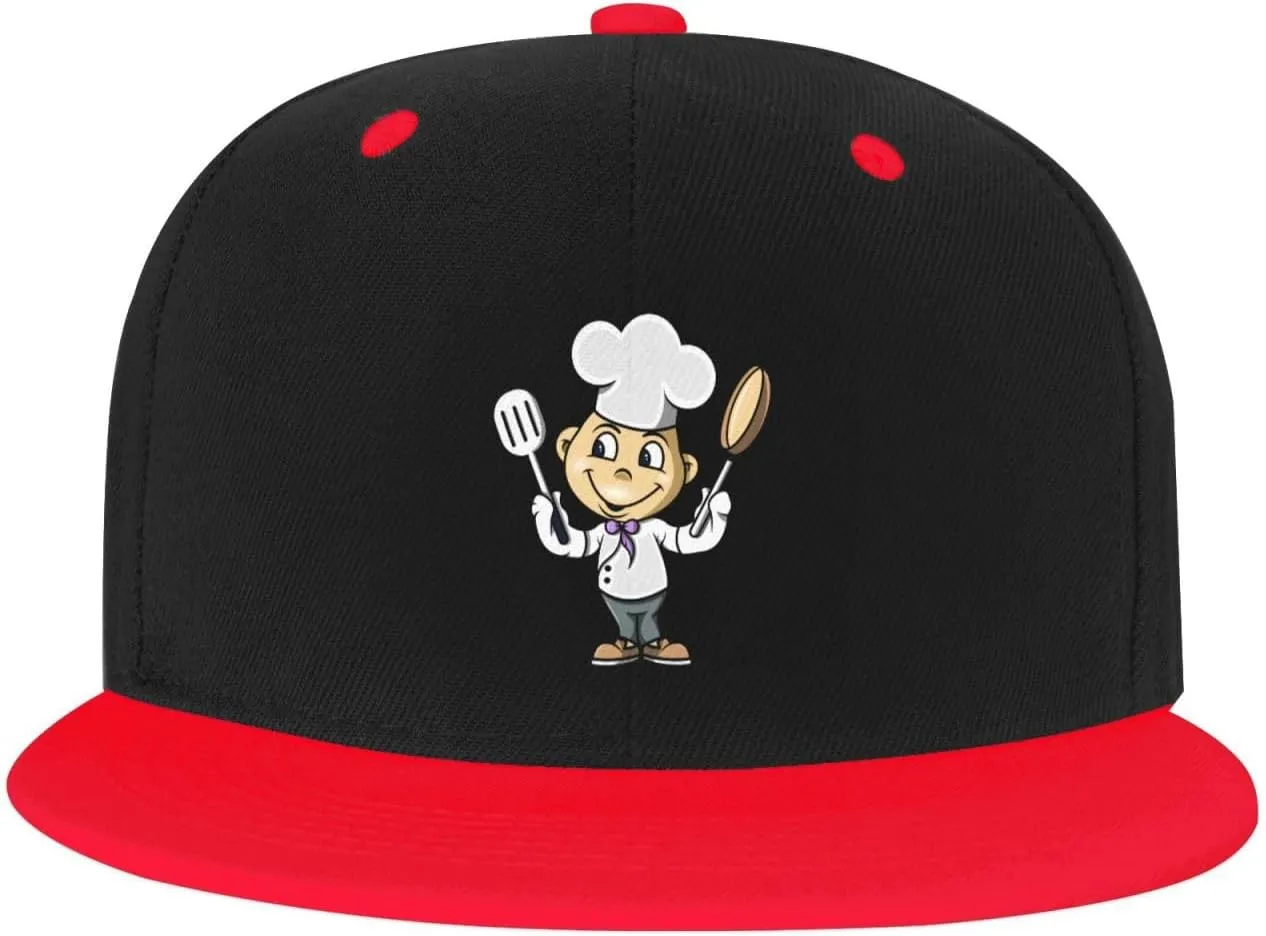 Chef with Spatula and Frying Pan Baseball Cap for Men Women Snapback Hat Adjustable Flat Bill Hats