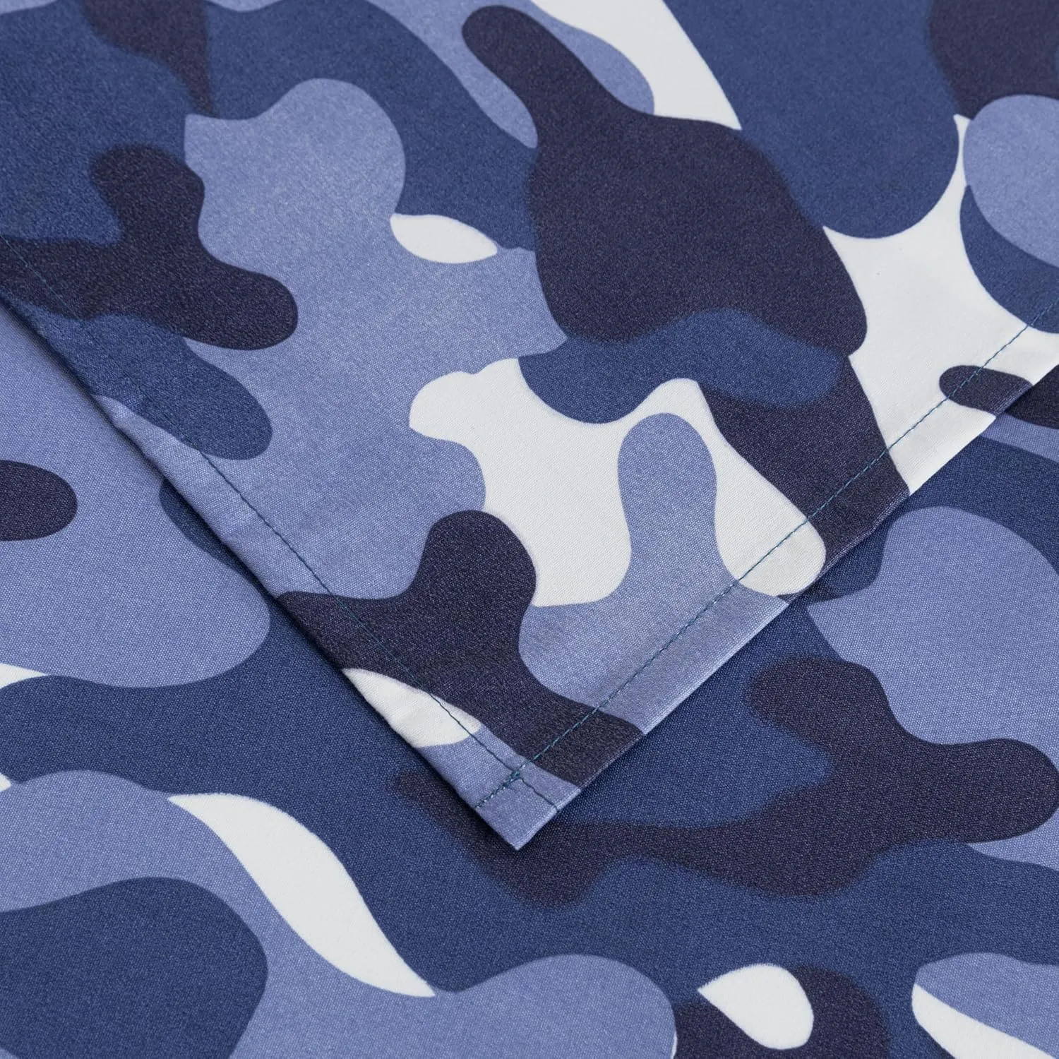 Chezmoi Collection Military Camo 4-Piece Sheet Set - Camouflage Blue Gray Printed Microfiber Soft Breathable Deep Pocket Sheets and Pillowcases Set, Full Size